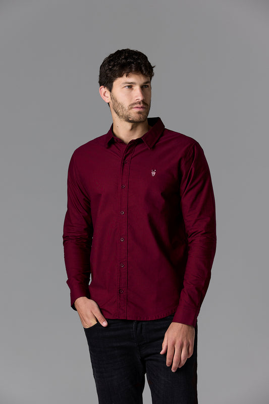 Men's burgundy button-down shirt - SOW_2_ECOM_WEB_241