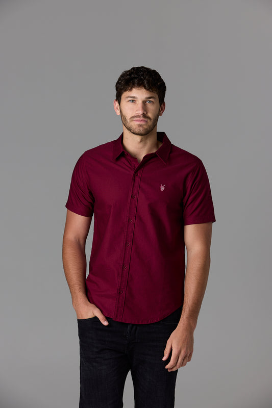 Men's Burgundy Short Sleeve Shirt - SOW 2 ECOM WEB 42