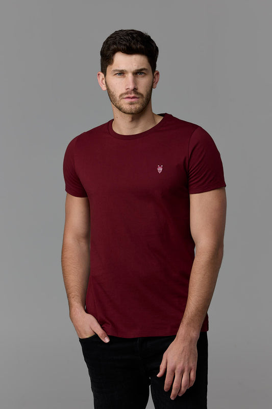 SOW ECOM - Man in burgundy t-shirt