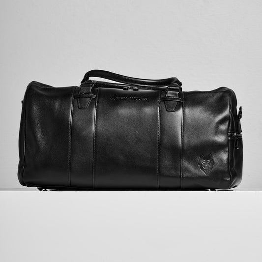 Black leather travel bag