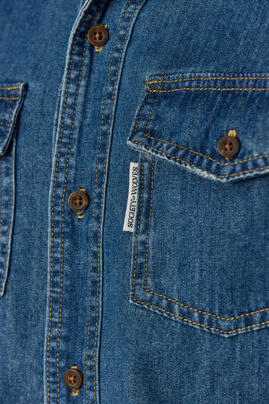 Long Sleeve Denim Shirt Dark Wash