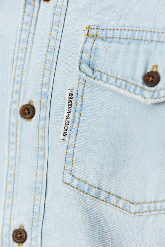 Long Sleeve Denim Shirt Light Wash