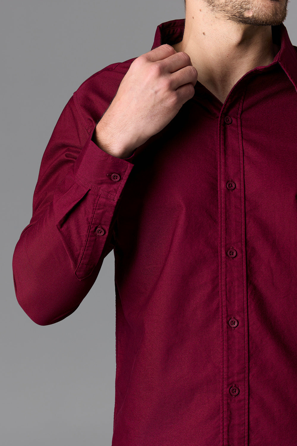 Men's burgundy button-up shirt - SOW_2_ECOM_WEB_251