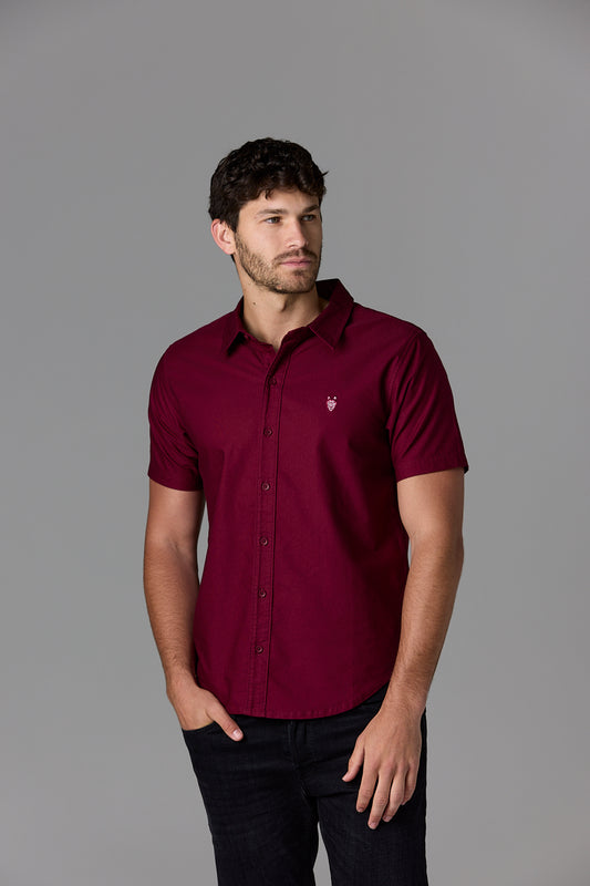 Men's Burgundy Short Sleeve Shirt - SOW_2_ECOM_WEB_43