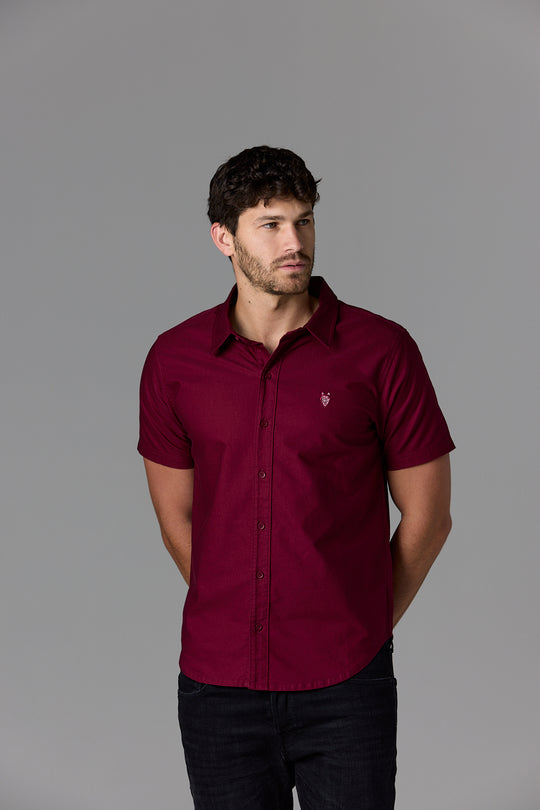 Men's Burgundy Short Sleeve Shirt - SOW_2_ECOM_WEB_46