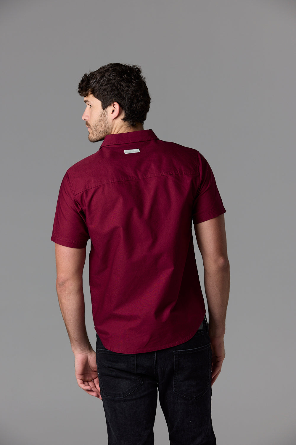 Men's Burgundy Short Sleeve Shirt (SOW_2_ECOM_WEB_60)
