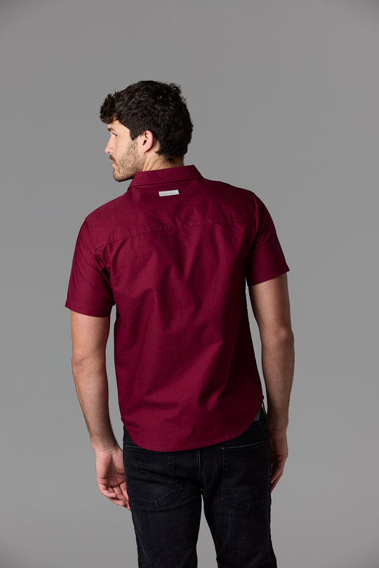 Men's Burgundy Short Sleeve Shirt (SOW_2_ECOM_WEB_60)