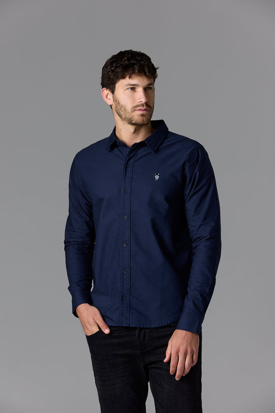 Men's navy button-down shirt - SOW_2_ECOM_WEB_95