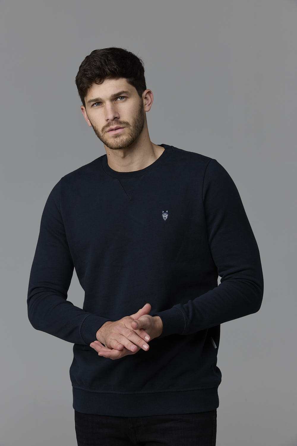 SOW ECOM - Man wearing navy sweatshirt