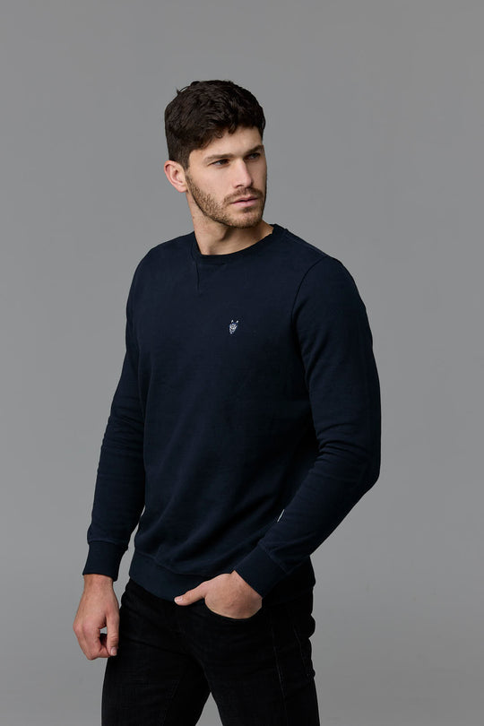 Men's navy crew neck sweater - SOW_ECOM_WEB_15