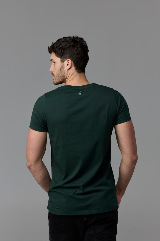 SOW ECOM Green T-Shirt 168 - Man wearing dark green tee
