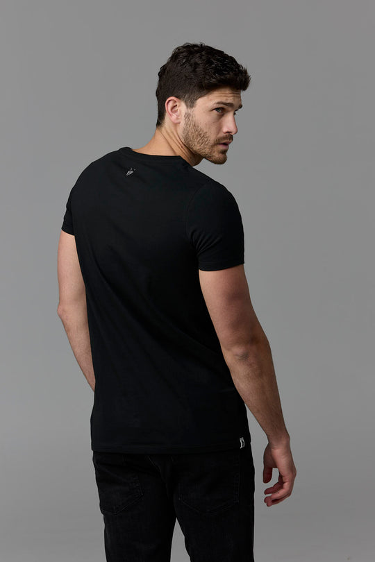 SOW ECOM Black T-Shirt - Man Wearing Tee