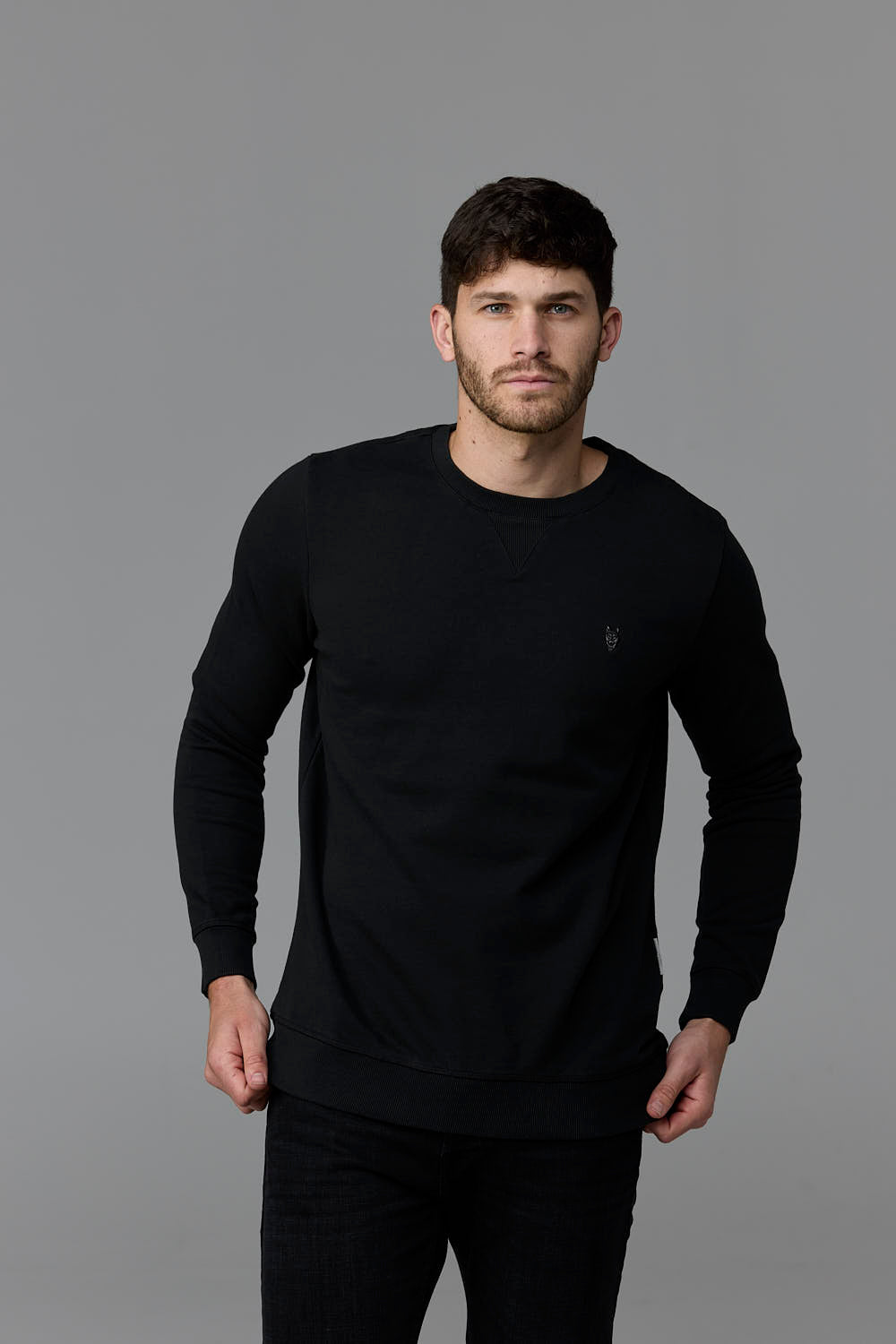 Men's black crew neck sweater - SOW_ECOM_WEB_27