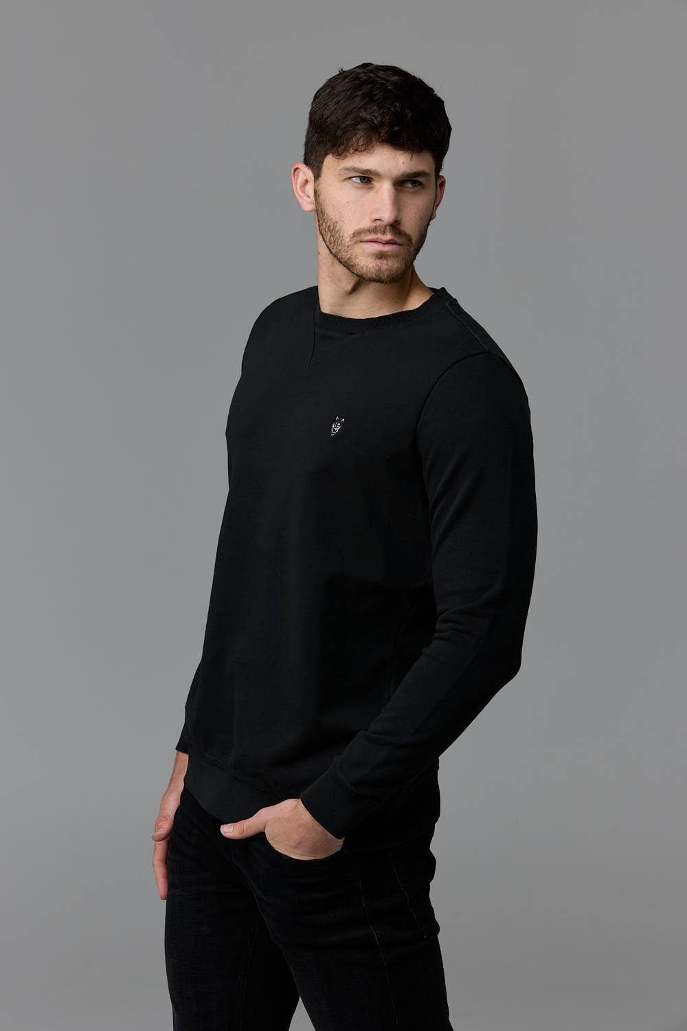 Men's black crew neck sweater - SOW_ECOM_WEB_30