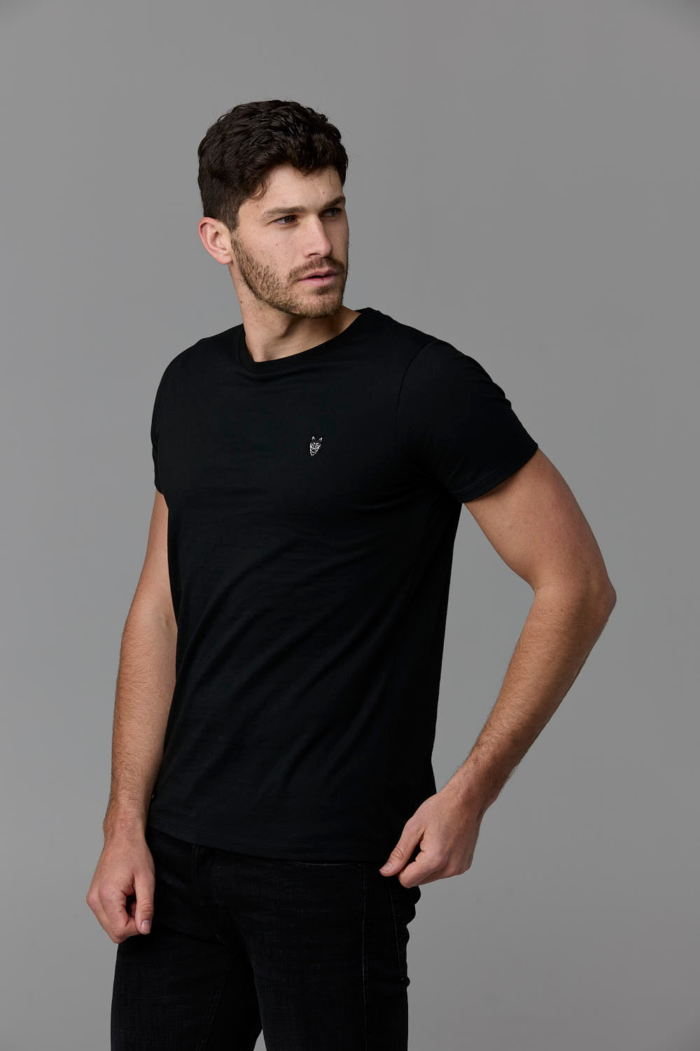 SOW ECOM Black T-Shirt on Male Model