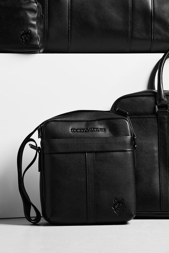 Black leather crossbody bag