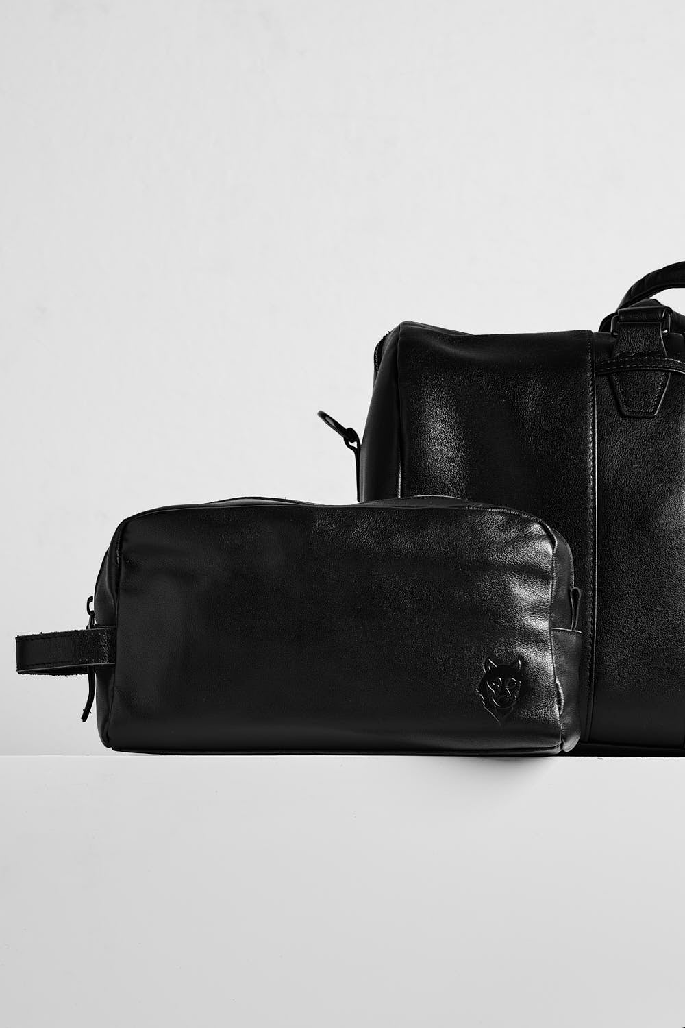 Black leather travel bag & briefcase